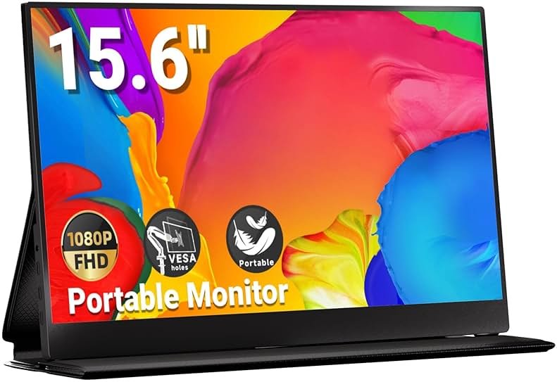 Ingnok Portable Monitor, 15.6inch FHD 1080P Travel Monitor, Ultra-Thin, USB-C Plug&Play, Built-in Speakers, Portable Screen for Laptop, Mac, Switch/PS5, Travel&Office Assistant - Product Image