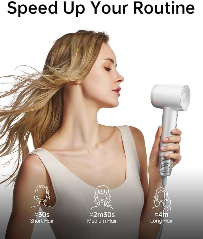 Laifen Swift Special Hair Dryer, High Speed 200M Ionic Blow Dryer with 110, 000 RPM Brushless Motor for Fast Drying, Low Noise, Hairdryer with Magnetic Nozzles, HD501 - Image 2