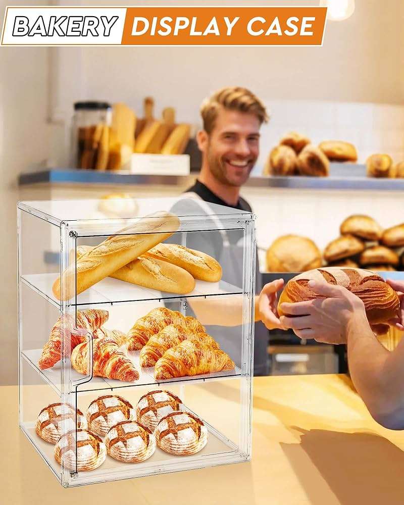 MEI NIAN Pastry Display Case,Bread Box for Kitchen Countertop,4-Layer Adjustable BreadBox, Large Capacity Bread Box for Home-baked Breads,Muffins,Bagel Storage Container, Bread Holder 1-Pack - Image 5