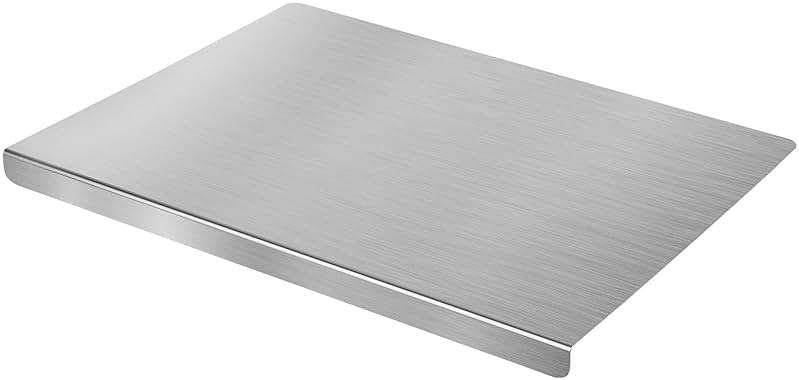 HUAKENER Large Stainless Steel Cutting Boards for Kitchen, Cutting Board with Counter Lip, Cutting Board with Silicone Mat for Meat, Fruits, Vegetables, Bread (15.7 x 11.8 Inch) - Image 3