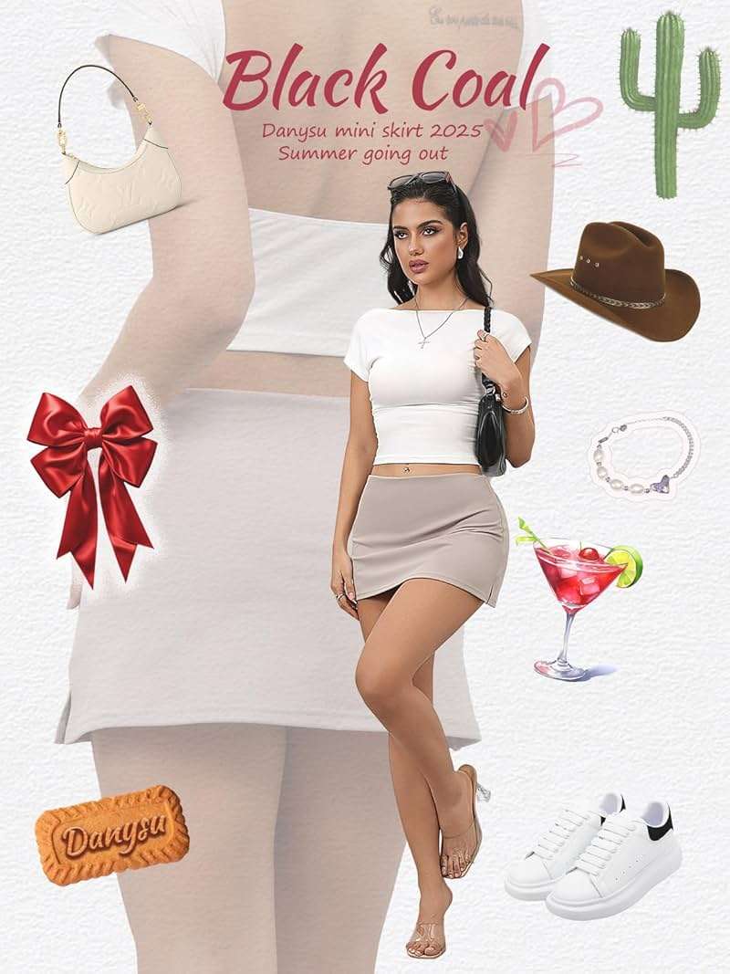 Danysu Stretchy Mini Skorts Low Waist Skirt with Shorts Side Slit 2026 Sports Daily Going Out Outfits - Image 6