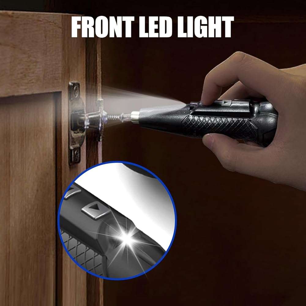 XLX 3.7V Cordless Electric Screwdriver Rechargeable portable Mini Rotary Home Gadget,Automatic Manual all in one with LED Light and USB- Type C Charging Cable Black - Image 3