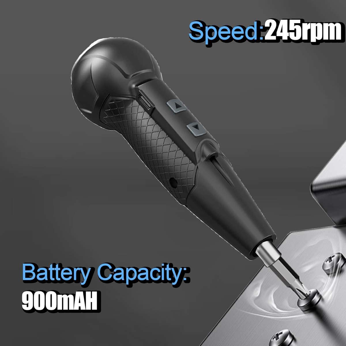XLX 3.7V Cordless Electric Screwdriver Rechargeable portable Mini Rotary Home Gadget,Automatic Manual all in one with LED Light and USB- Type C Charging Cable Black - Image 7