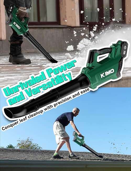 KIMO Leaf Blower Cordless with Battery and Charger, 650CFM 160MPH, Turbo Mode and 4 Speeds, Brushless Motor, 2 Pack 4000mAh Battery Powered Leaf Blowers for Lawn Care, Shoulder Strap, 3 Extended Tube - Image 9