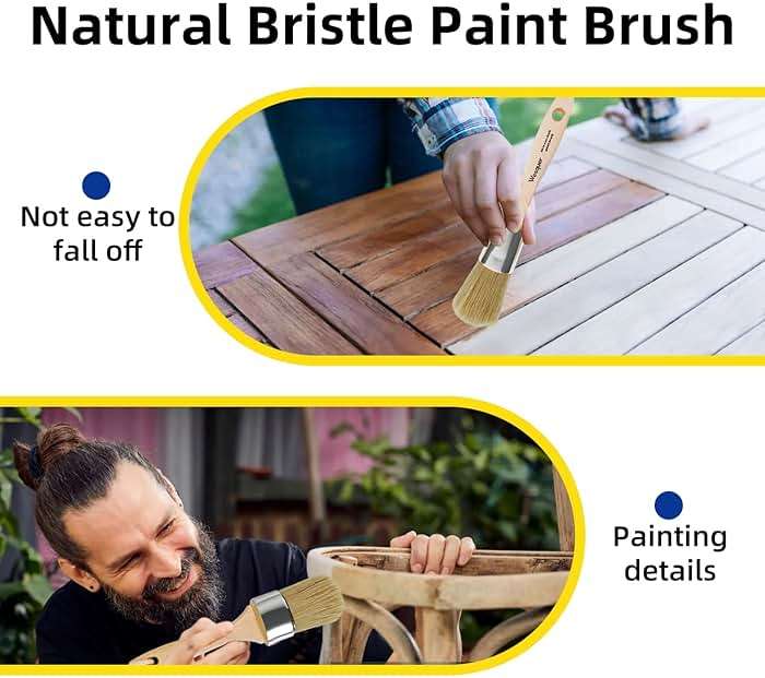 Wesquer Chalk Paint Brush Natural Bristle Round Paint Brush Wax Brushes for Waxing Furniture, Painting Stencil, Home Decor, DIY Art Crafts, Watercolor, Graffiti Creation - 3Pack - Image 5