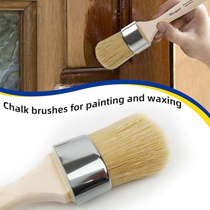 Wesquer Chalk Paint Brush Natural Bristle Round Paint Brush Wax Brushes for Waxing Furniture, Painting Stencil, Home Decor, DIY Art Crafts, Watercolor, Graffiti Creation - 3Pack - Image 6