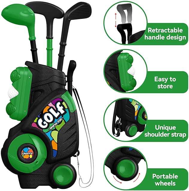 Liberry Toddler Golf Set for Ages 2 3 4 Boys Girls, Upgraded Kids Golf Cart with Shoulder Strap Design, Outdoor Indoor Sports Toys Birthday Gifts, Black - Image 5