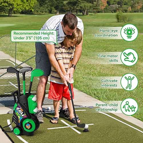 Liberry Toddler Golf Set for Ages 2 3 4 Boys Girls, Upgraded Kids Golf Cart with Shoulder Strap Design, Outdoor Indoor Sports Toys Birthday Gifts, Black - Image 7