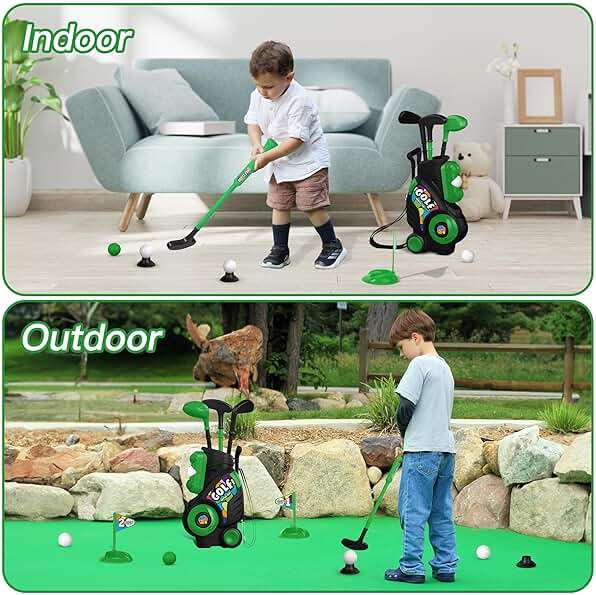 Liberry Toddler Golf Set for Ages 2 3 4 Boys Girls, Upgraded Kids Golf Cart with Shoulder Strap Design, Outdoor Indoor Sports Toys Birthday Gifts, Black - Image 8