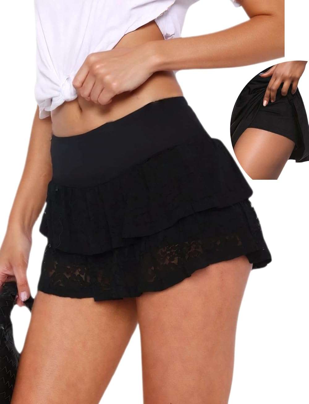 WUYLT Layered Ruffle Skorts for Woman High Stretchy Skort Mini Skirt with Shorts Underneath 2026 - Image 1