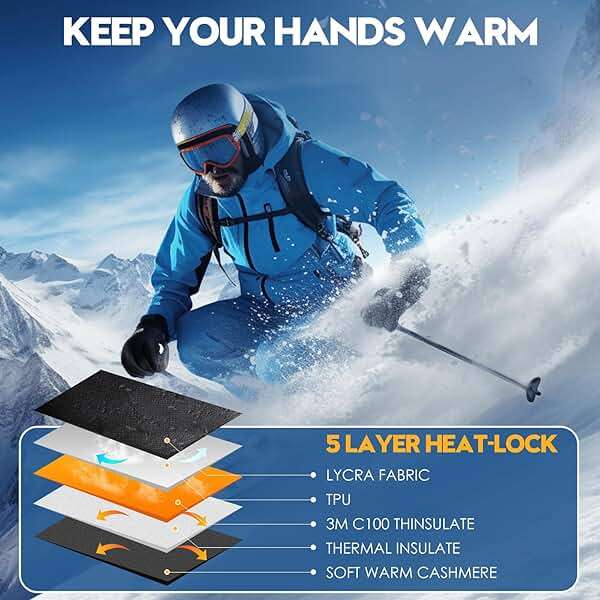 Bruvoalon Winter Gloves for Women & Men, 3M Thermal Insulation, Lycra Fabric, Touchscreen, Anti-Slip - Image 3