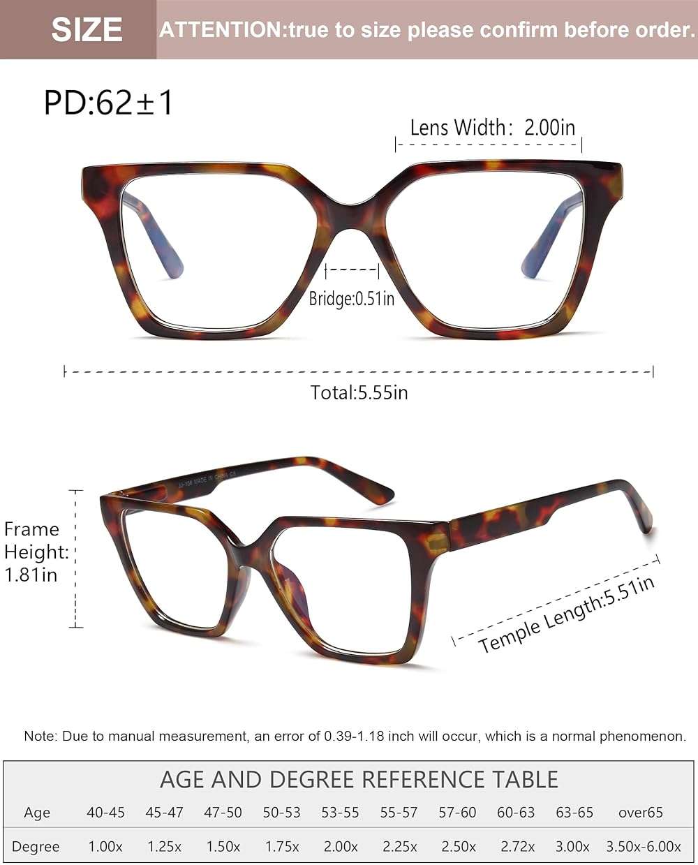 EYEURL 4 Pack Fashion Oversized Reading Glasses for Women Men Blue Light Blocking Computer Square Readers with Spring Hinge Designer Ladies Large Frame Square Anti UV Ray Eyeglasses 1.5 - Image 3