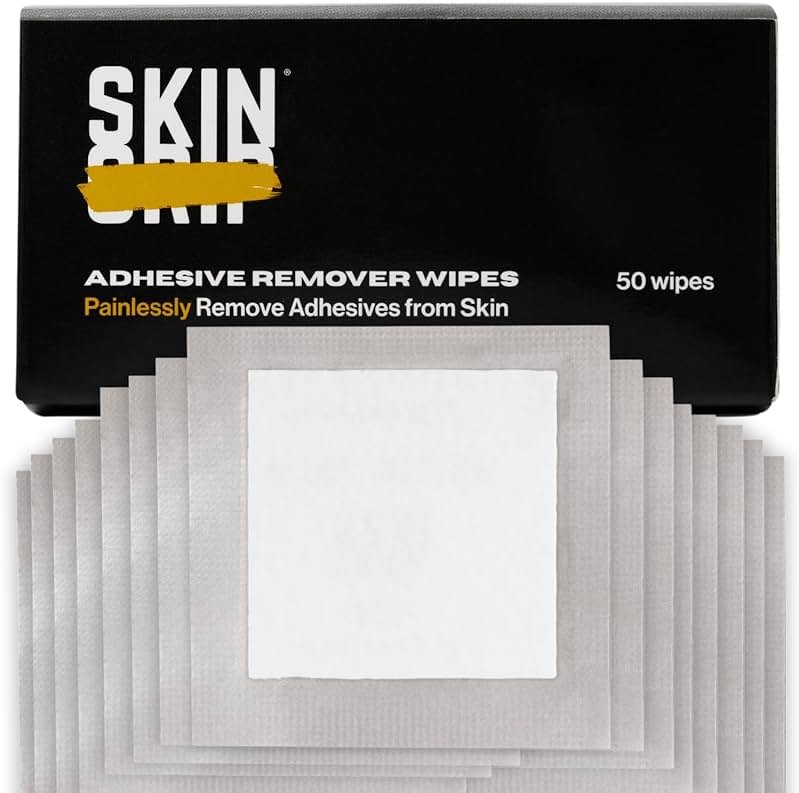 Skin Grip Adhesive Remover Wipes - 50 Ct | Medical Adhesive Remover for Skin | Dexcom Patch Removal | Skin-Friendly Adhesive Removal Wipes | Ostomy Adhesive Remover Wipes | CGMs & Sensor Cleanup - Product Image