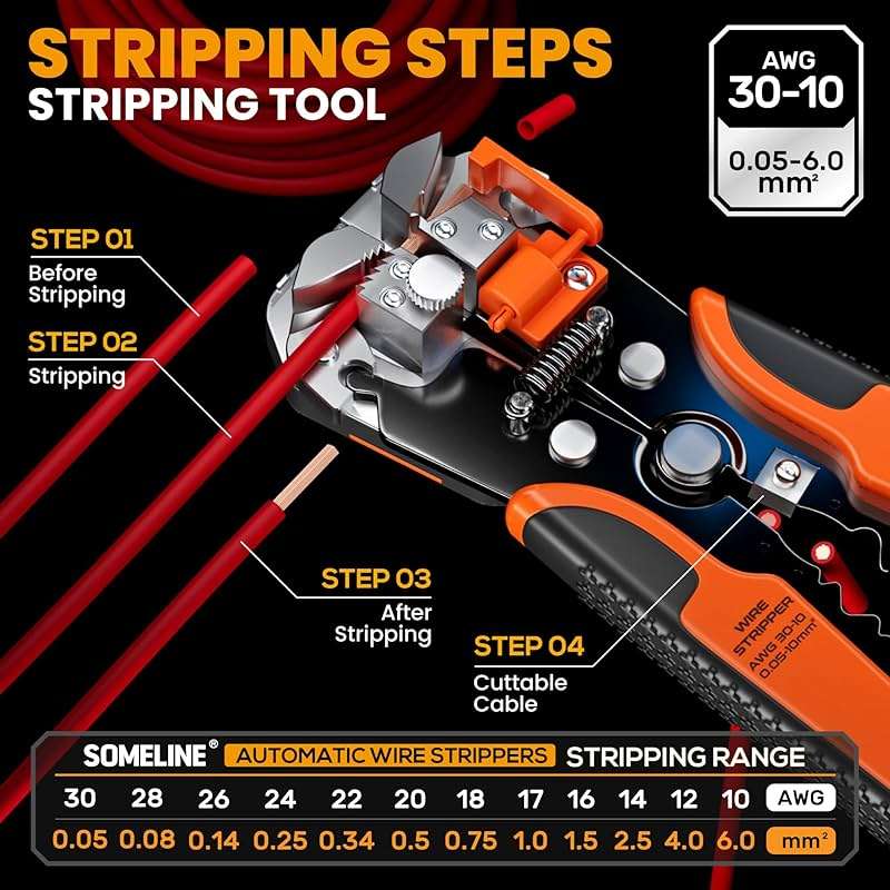 SOMELINE Ferrule Crimping Tool Kit, 36 Sizes Ferrules, AWG 24-8 Ferrule Crimper, with Square Crimping Pliers and Automatic Wire Stripper, Ferrule Terminal Assortment Kit (Stackable Tool Box) - Image 5