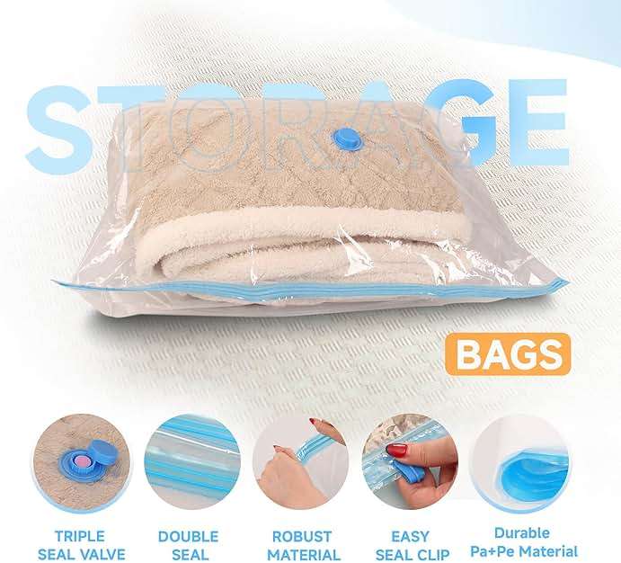 10 Pack XXL Jumbo Vacuum Storage Bags with Electric Air Pump, Space Saver Bags,Compression for Comforters and Blankets,Duvets,Pillows,Travel(47.2x35 in) - Image 4