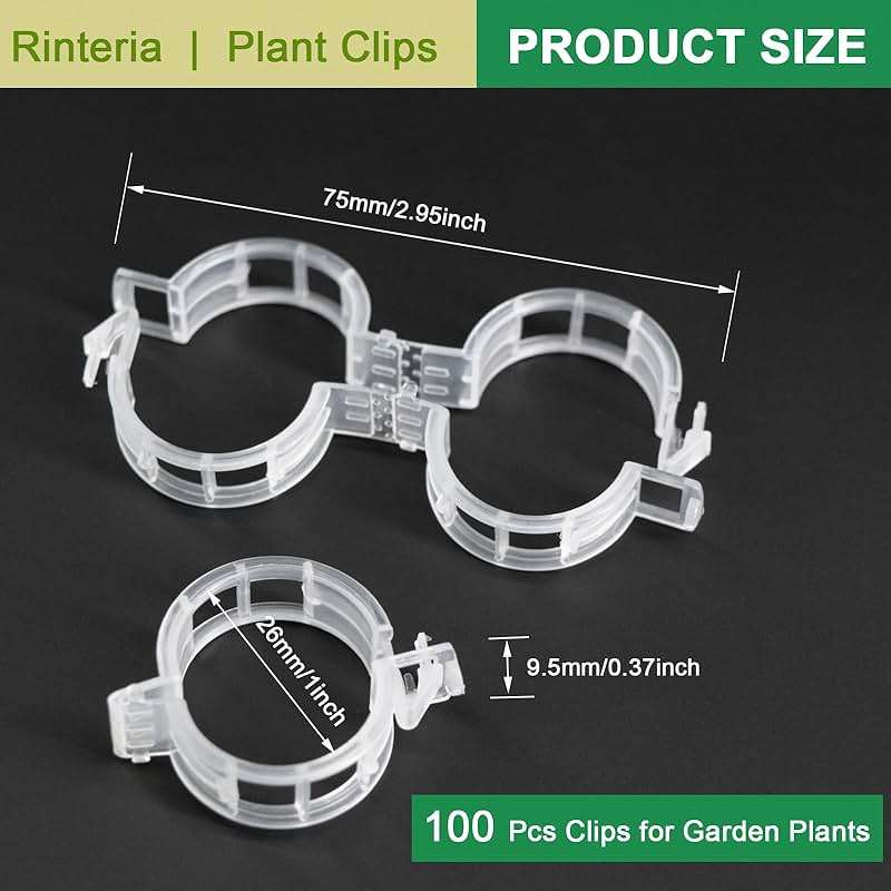 rinteria Tomato Clips for Climbing Plants 100 Pack, Plant Support Clips & Garden Clips for Vegetables Vine, Clear Reusable Plastic Plant Clips Indoor Outdoor Gardening - Image 2