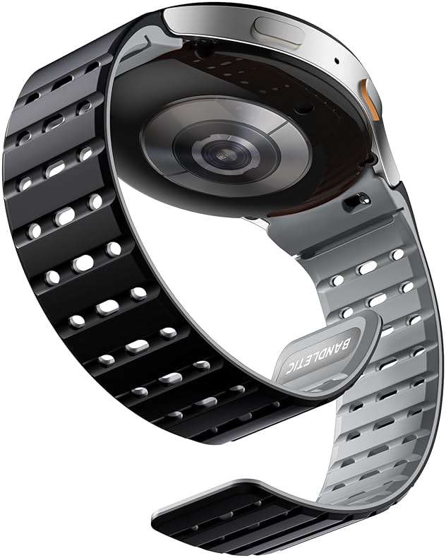 Bandletic Magnetic Silicone Band Compatible with Samsung Galaxy Watch 7 6 5 4 FE 40mm 44mm/for Galaxy Watch 6 4 Classic 43mm 47mm 42mm 46mm/Watch 5 Pro 45mm, 20mm No Gap Sport Strap for Men Women - Image 1