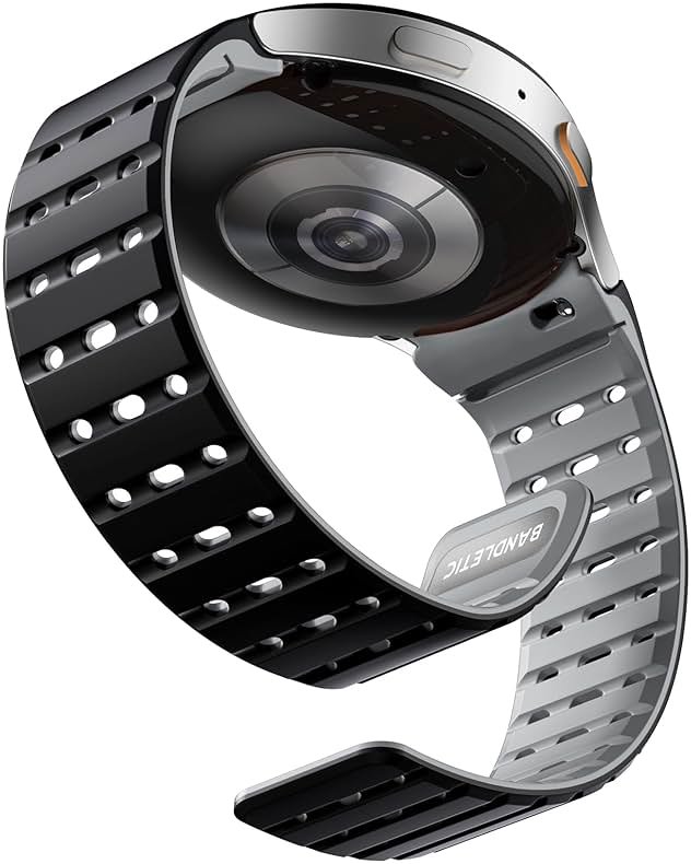 Bandletic Magnetic Silicone Band Compatible with Samsung Galaxy Watch 7 6 5 4 FE 40mm 44mm/for Galaxy Watch 6 4 Classic 43mm 47mm 42mm 46mm/Watch 5 Pro 45mm, 20mm No Gap Sport Strap for Men Women - Product Image
