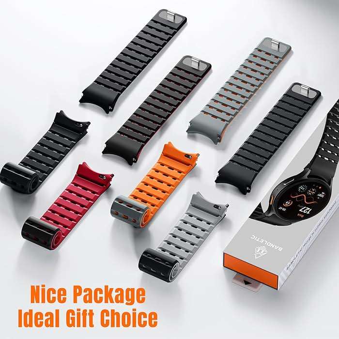 Bandletic Magnetic Silicone Band Compatible with Samsung Galaxy Watch 7 6 5 4 FE 40mm 44mm/for Galaxy Watch 6 4 Classic 43mm 47mm 42mm 46mm/Watch 5 Pro 45mm, 20mm No Gap Sport Strap for Men Women - Image 7