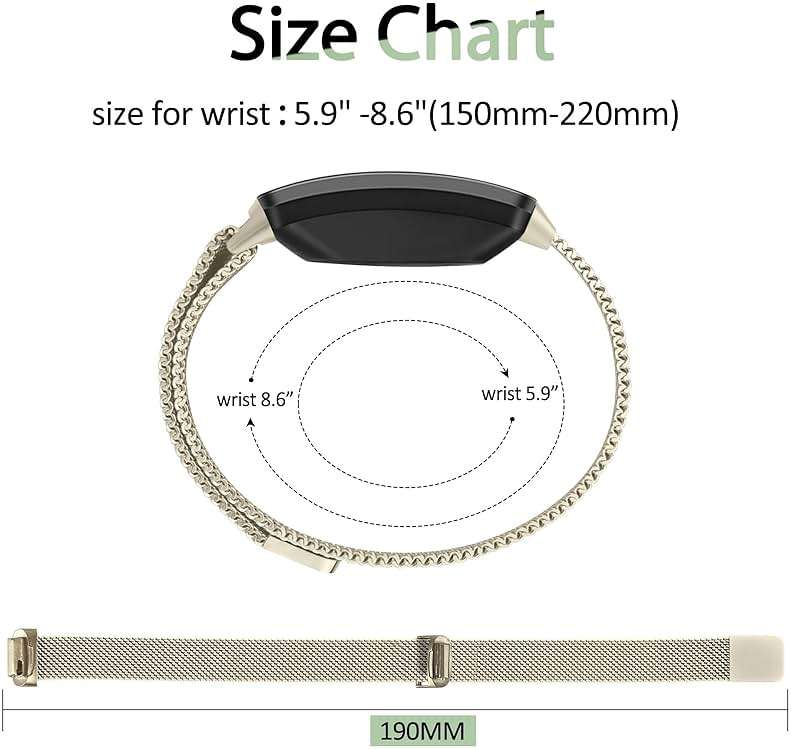 Vanjua for Fitbit Inspire 2 / Inspire 3 / Inspire/Inspire HR Bands Women Men, Stainless Steel Metal Mesh Loop Adjustable Magnetic Wristband Replacement Strap for Fitbit Inspire 2 Fitness Tracker - Image 4