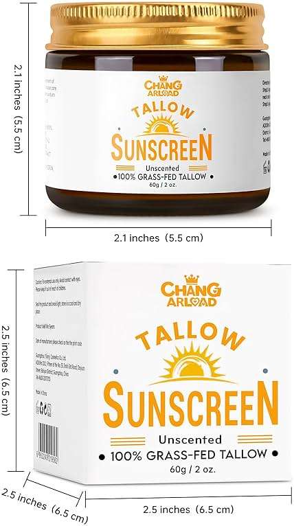 Beef Tallow Sunscreen SPF 50+ 100% Organic Grass-Fed Beef Tallow for Skin, face for women | Natural Sunscreen No Chemicals - Hyaluronic & Centella Sunscreen 60g*2pcs - Image 8