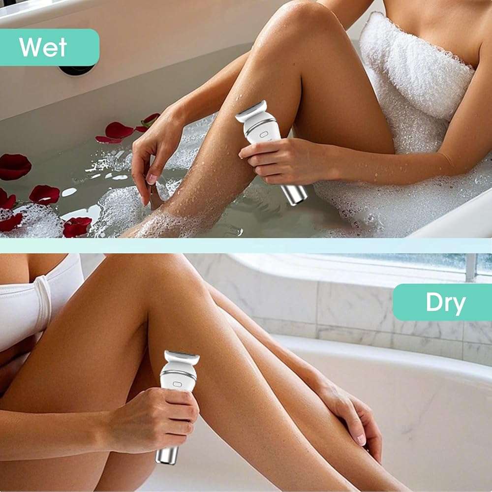 Zesuti Epilators Hair Removal for Women-2 in 1 Eletctric Razors for Women,Dual Head Bikini Trimmer for Pubic Hair/Lady Facial Razor,Cordless Epilator Body Shaver for Smooth Wet/Dry Shaving,Led Light - Image 4