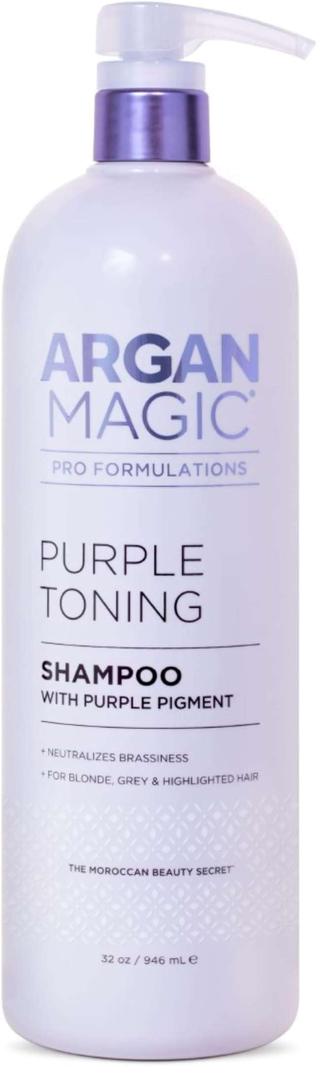 Argan Magic Purple Toning Shampoo – Neutralizes Brassiness for Blonde, Grey & Highlighted Hair | Infused with Argan Oil | Paraben-Free | (32 Oz) - Image 1