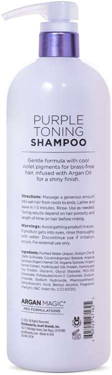 Argan Magic Purple Toning Shampoo – Neutralizes Brassiness for Blonde, Grey & Highlighted Hair | Infused with Argan Oil | Paraben-Free | (32 Oz) - Image 2