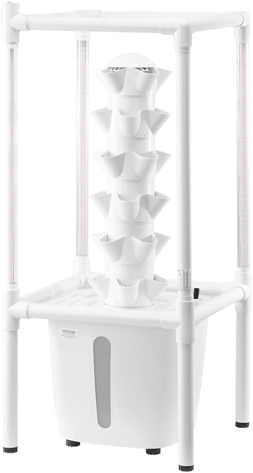 VEVOR Hydroponic Growing System with Grow Light, 30 Pods Vertical 6 Tiers Hydroponic Tower, Home Hydronic Garden with Water Pump, Plants Germination Kit for Indoor Herbs, Fruits and Vegetables - Product Image