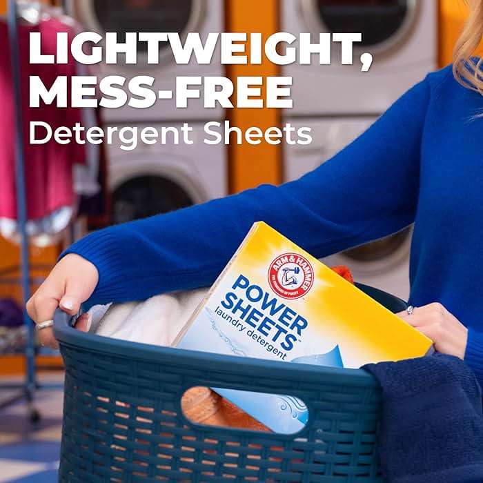 ARM & HAMMER Power Sheets Laundry Detergent, Fresh Breeze Scent, Dissolves in All Wash Temps, Lightweight and Travel-Ready, 60ct, Up to 120 Small Loads - Image 5