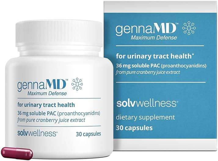 Solv Wellness GennaMD Cranberry Supplement for Urinary Tract Health Support - Advanced 36 mg Soluble PAC from 100% Cranberry Juice Extract - Small, Easy-to-Swallow Capsules - 30 Capsules - Image 1