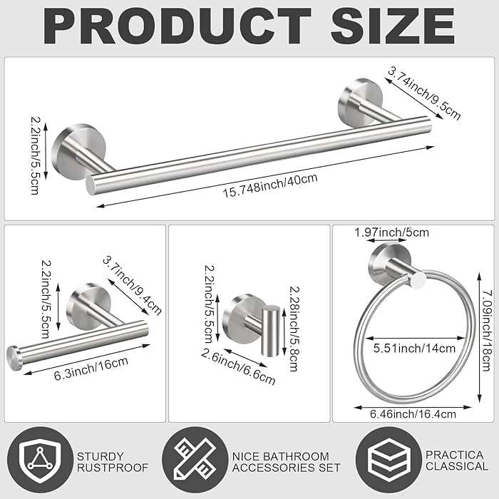 Blulu 30 Pcs Bathroom Hardware Set, 16" Towel Bar, Hook, Ring, Toilet Paper Holder (Brushed Nickel) - Image 2