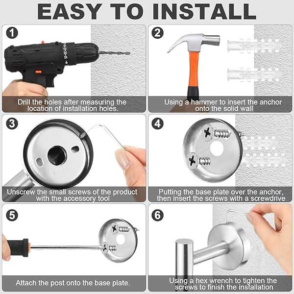 Blulu 30 Pcs Bathroom Hardware Set, 16" Towel Bar, Hook, Ring, Toilet Paper Holder (Brushed Nickel) - Image 6