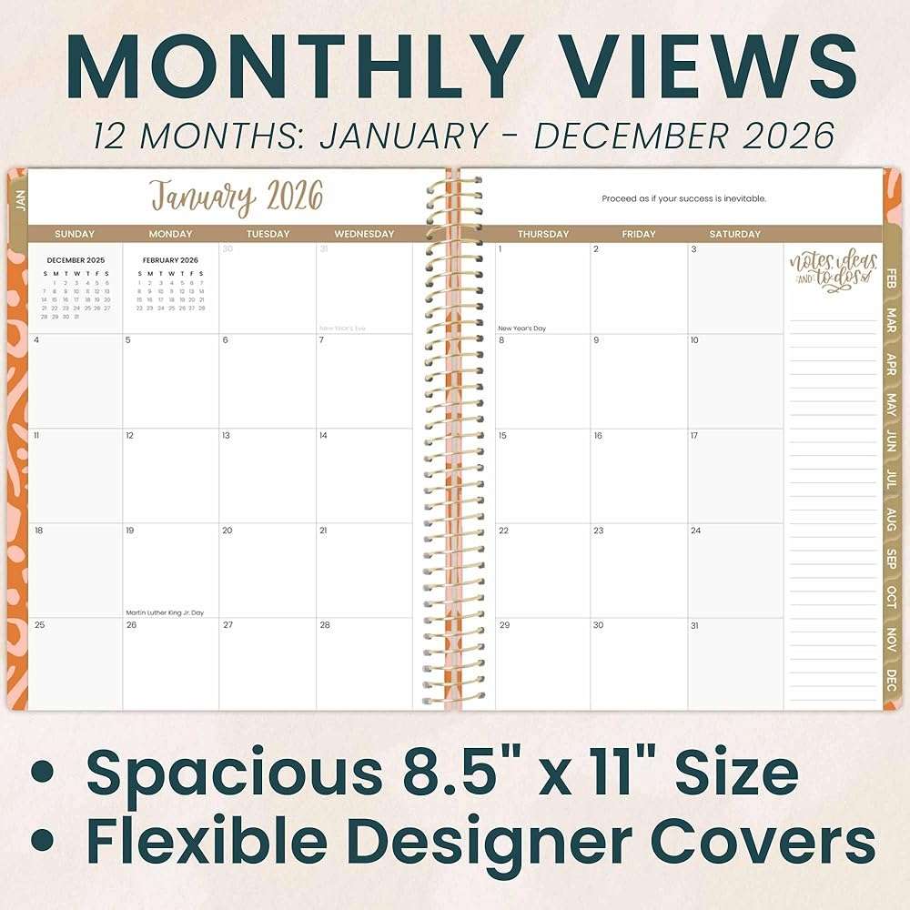 bloom daily planners 2026 Planner (January to December) - 8.5” x 11” Weekly & Monthly Dated Agenda Organizer Book with Stickers & Tabs - Flexible Soft Cover - Moments of Grace - Image 3