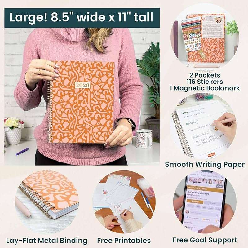 bloom daily planners 2026 Planner (January to December) - 8.5” x 11” Weekly & Monthly Dated Agenda Organizer Book with Stickers & Tabs - Flexible Soft Cover - Moments of Grace - Image 6