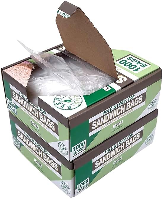 Sandwich Bags with Fold & Lock Top, 7 x 7 inches, 2000 Count Bulk Pack, Food Service - Product Image