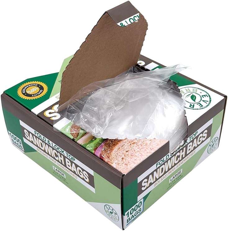 Sandwich Bags with Fold & Lock Top, 7 x 7 inches, 2000 Count Bulk Pack, Food Service - Image 3