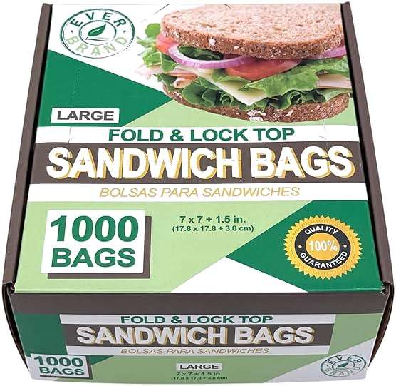 Sandwich Bags with Fold & Lock Top, 7 x 7 inches, 2000 Count Bulk Pack, Food Service - Image 4