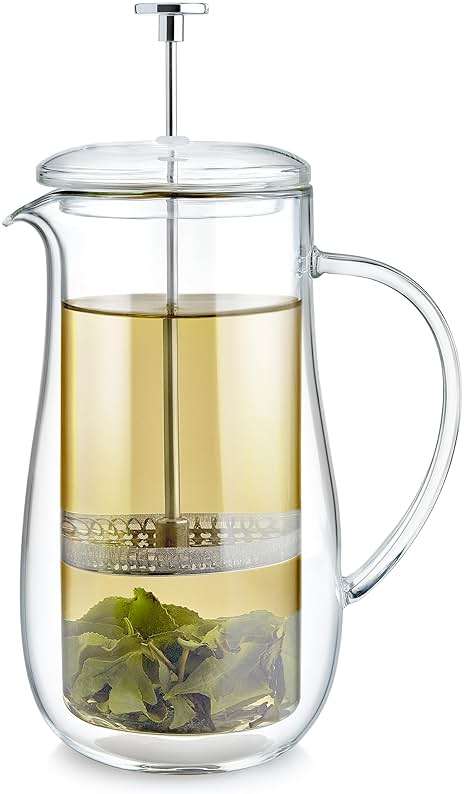 Teabloom Insulated Double-Walled Glass French Press – 100% Plastic-Free Tea & Coffee Press for Pure, Rich Flavor | 34 oz Precision Brewer | Connoisseur's Choice - Image 1
