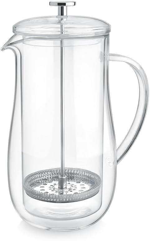 Teabloom Insulated Double-Walled Glass French Press – 100% Plastic-Free Tea & Coffee Press for Pure, Rich Flavor | 34 oz Precision Brewer | Connoisseur's Choice - Image 3