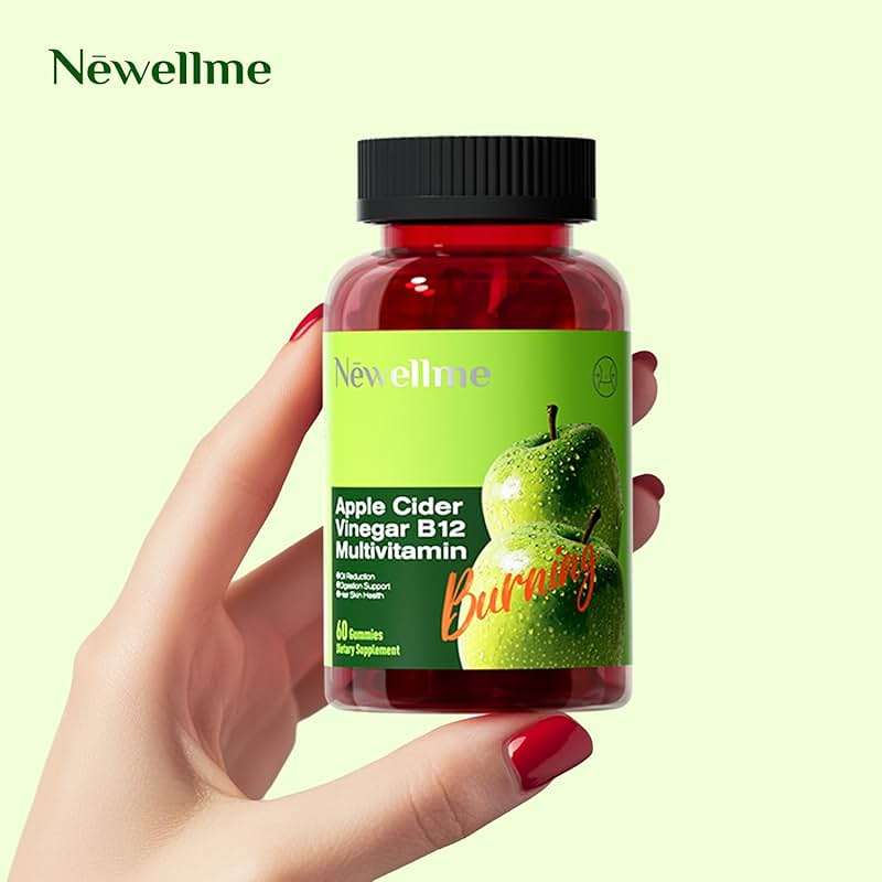 NEWELLME Sugar-Free Apple Cider Vinegar Gummies 1000mg ACV with The Mother + Vitamin B12 for Gut Health, Bloating Relief & Metabolism, Vegan Keto Gluten-Free, 120 Counts (Pack of 2) - Image 7