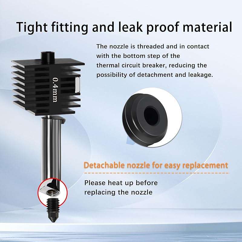 Sahvaim 2 Pack 0.4MM Hotend Kit for Bambu Lab A1 Mini/A1 3D Printer, High-Temperature Hardened Steel Nozzle Extruder Print Head Replacement with Extra 2PCS Nozzle(0.2MM,0.4MM) and Silicone Cover Sock - Image 2