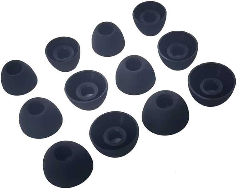 TENNMAK 12X Eartips Compatible with TOZO A1 / Agile Dots Earbuds,6 Pairs | Silicone Ear Tips, with S/M/L Size,Black - Product Image