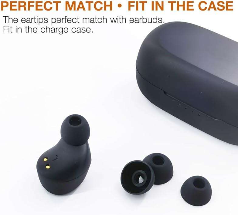 TENNMAK 12X Eartips Compatible with TOZO A1 / Agile Dots Earbuds,6 Pairs | Silicone Ear Tips, with S/M/L Size,Black - Image 2
