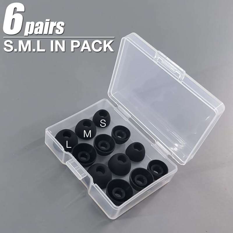 TENNMAK 12X Eartips Compatible with TOZO A1 / Agile Dots Earbuds,6 Pairs | Silicone Ear Tips, with S/M/L Size,Black - Image 4