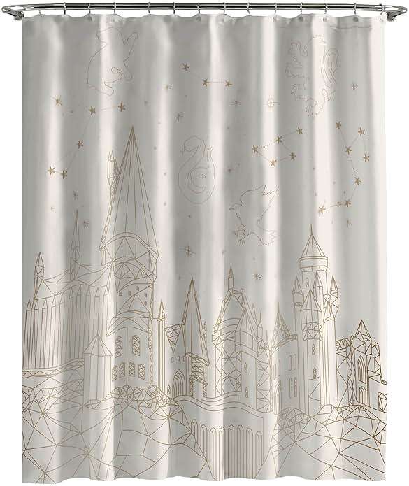 Jay Franco Harry Potter Fabric Shower Curtain - Kids Celestial Hogwarts Neutral Bathroom Décor - Image 1