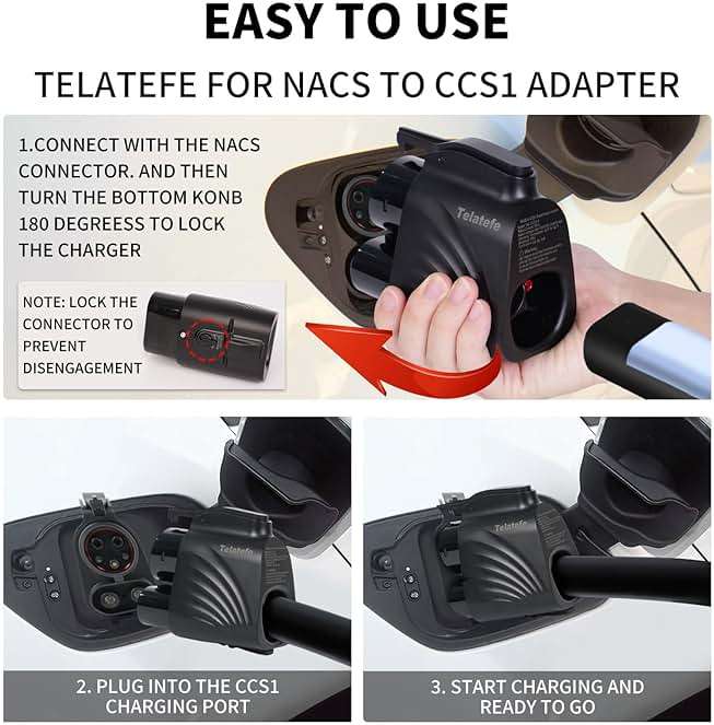 NACS to CCS1 Adapter for Tesla Supercharger - 250KW Max DC 500A 1000V, Compatible with Ford GM Hyundai Kia Rivian EVs,V3/V4 Charging Station Accessory, EV Car Charger Accessories - Image 5