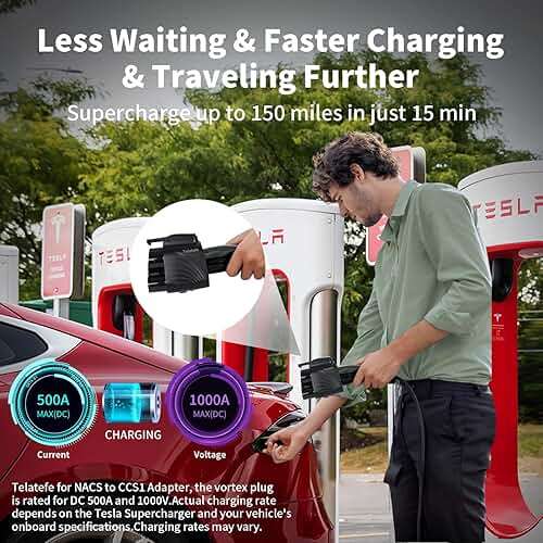 NACS to CCS1 Adapter for Tesla Supercharger - 250KW Max DC 500A 1000V, Compatible with Ford GM Hyundai Kia Rivian EVs,V3/V4 Charging Station Accessory, EV Car Charger Accessories - Image 9