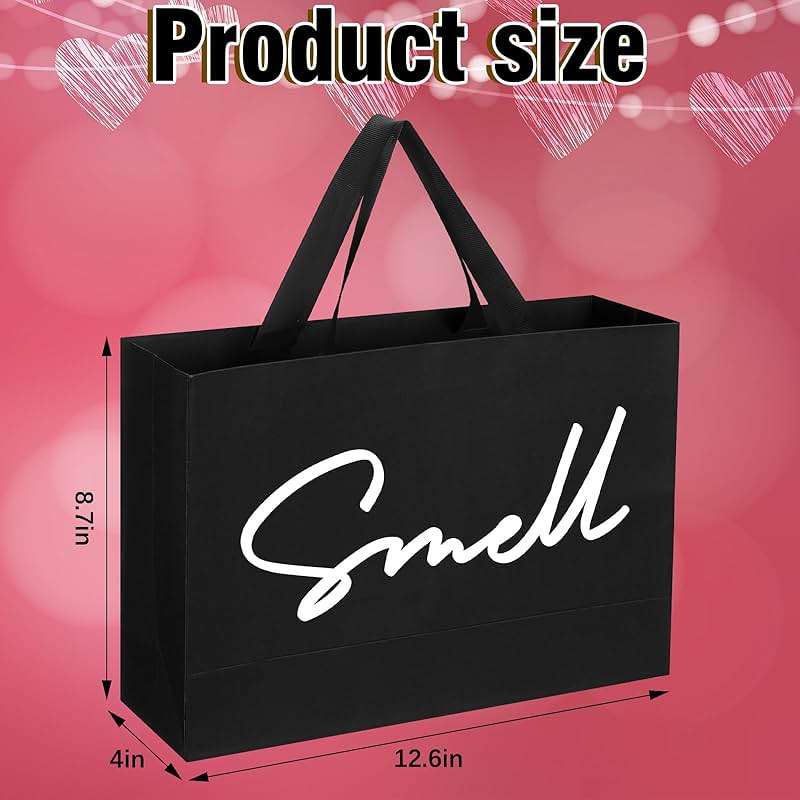 Kolldenn 5 Senses Gift Bags for Him Her with Ribbon Handles Sight Smell Touch Taste Sound Paper Gift Bags for Men Women Birthday Valentine Wedding Anniversary Party(Black,12.6 x 8.7 x 4 Inches) - Image 2