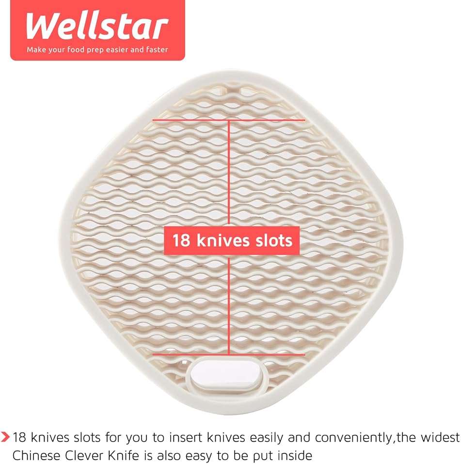 Universal Knife Block Holder for Kitchen, WELLSTAR Knife Stand without Knives, Safe Space Saver Large Volume Stable Knife Storage with Scissors Slot, Detachable for Easy Cleaning – Off-White - Image 6